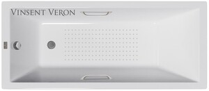 Чугунная ванна Vinsent Veron Square 140x70x45 с ручками цвет никель и а/п