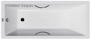 Чугунная ванна Vinsent Veron Square 170x75x45 с хромированными ручками и а/п