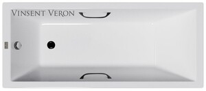 Чугунная ванна Vinsent Veron Square 170x75x45 с черными матовыми ручками