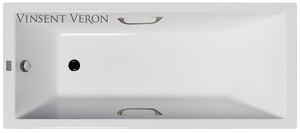 Чугунная ванна Vinsent Veron Square 170x75x45 с бронзовыми ручками