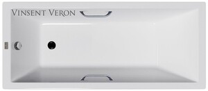 Чугунная ванна Vinsent Veron Square 170x75x45 с хромированными ручками