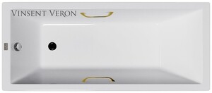 Чугунная ванна Vinsent Veron Square 170x75x45 с золотыми ручками