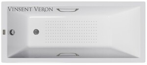 Чугунная ванна Vinsent Veron Square 170x75x45 с ручками оружейная сталь и а/п