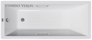 Чугунная ванна Vinsent Veron Square 170x75x45 с ручками цвет никель и а/п