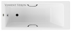 Чугунная ванна Vinsent Veron Tampa 170x70x42 с черными матовыми ручками и а/п