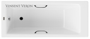 Чугунная ванна Vinsent Veron Tampa 170x70x42 с черными матовыми ручками