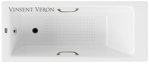 Чугунная ванна Vinsent Veron Tampa 170x70x42 с бронзовыми ручками и а/п