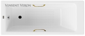 Чугунная ванна Vinsent Veron Tampa 170x70x42 с золотыми ручками и а/п