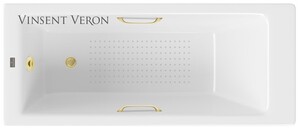 Чугунная ванна Vinsent Veron Tampa 170x70x42 с ручками матовое золото и а/п
