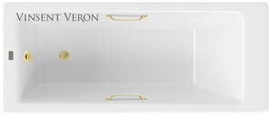 Чугунная ванна Vinsent Veron Tampa 170x70x42 с ручками матовое золото
