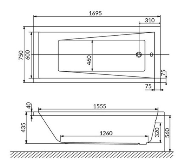 Акриловая ванна Whitecross Wave 170x75