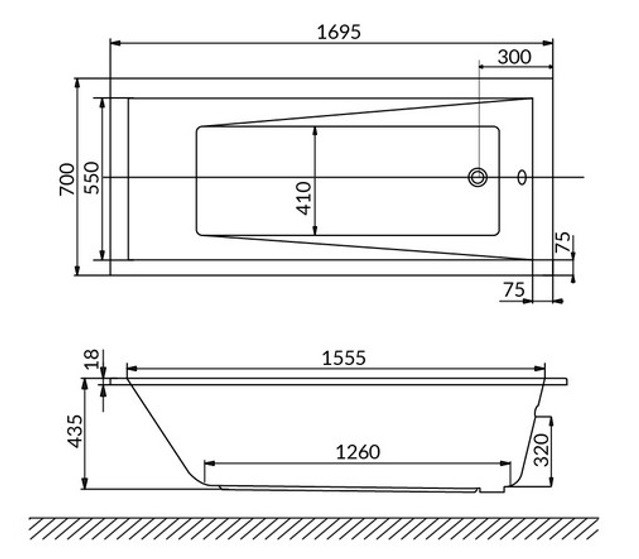 Акриловая ванна Whitecross Wave Slim 170x70