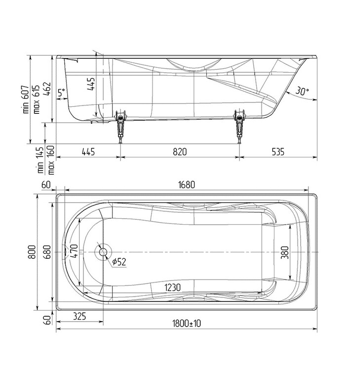 Чугунная ванна Wotte Comfort 180x80